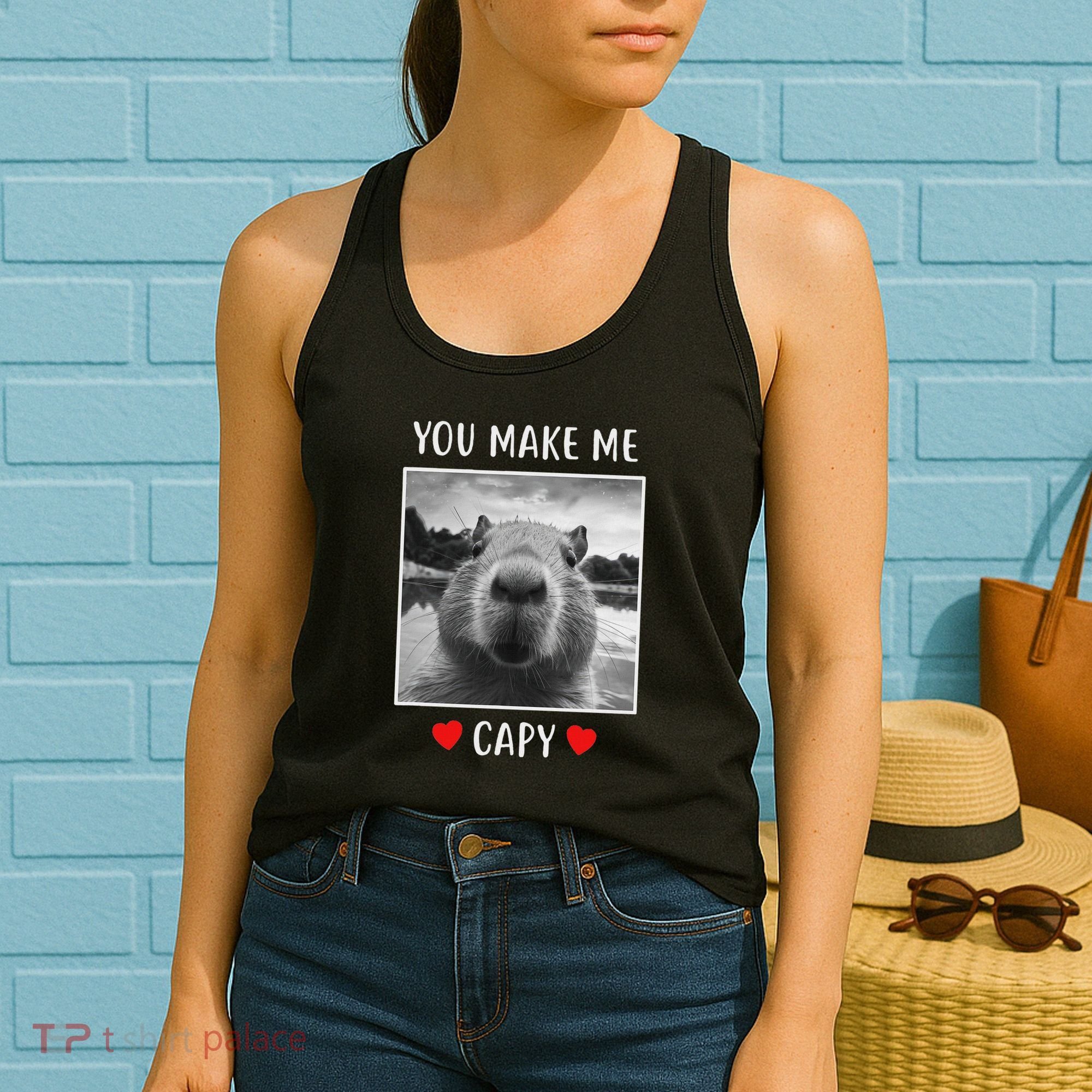 Valentines Day You Make Me Capy Funny Capybara Women's Tank Top