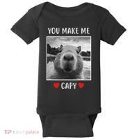 Valentines Day You Make Me Capy Funny Capybara Baby Bodysuit thumb 0