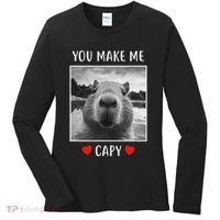 Valentines Day You Make Me Capy Funny Capybara Women's Long Sleeve Shirt thumb 0