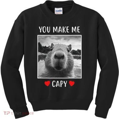 Valentines Day You Make Me Capy Funny Capybara Kids Sweatshirt