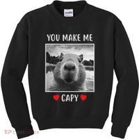 Valentines Day You Make Me Capy Funny Capybara Kids Sweatshirt thumb 0