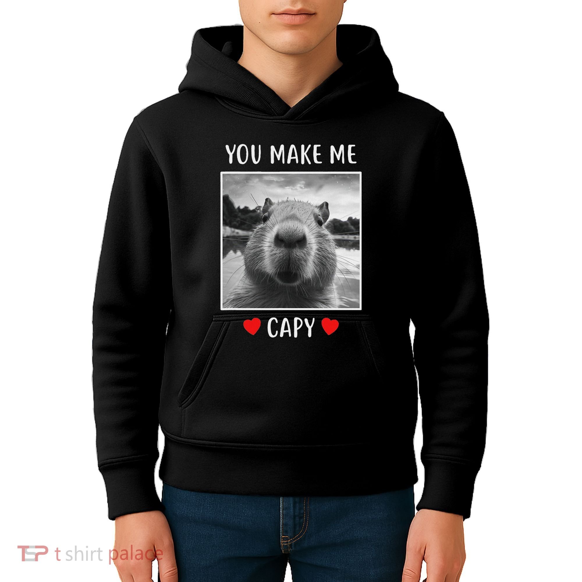 Valentines Day You Make Me Capy Funny Capybara Kids Hoodie