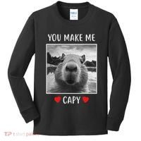 Valentines Day You Make Me Capy Funny Capybara Kids Long Sleeve Shirt thumb 0
