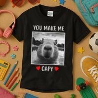 Valentines Day You Make Me Capy Funny Capybara Kids T-Shirt thumb 3