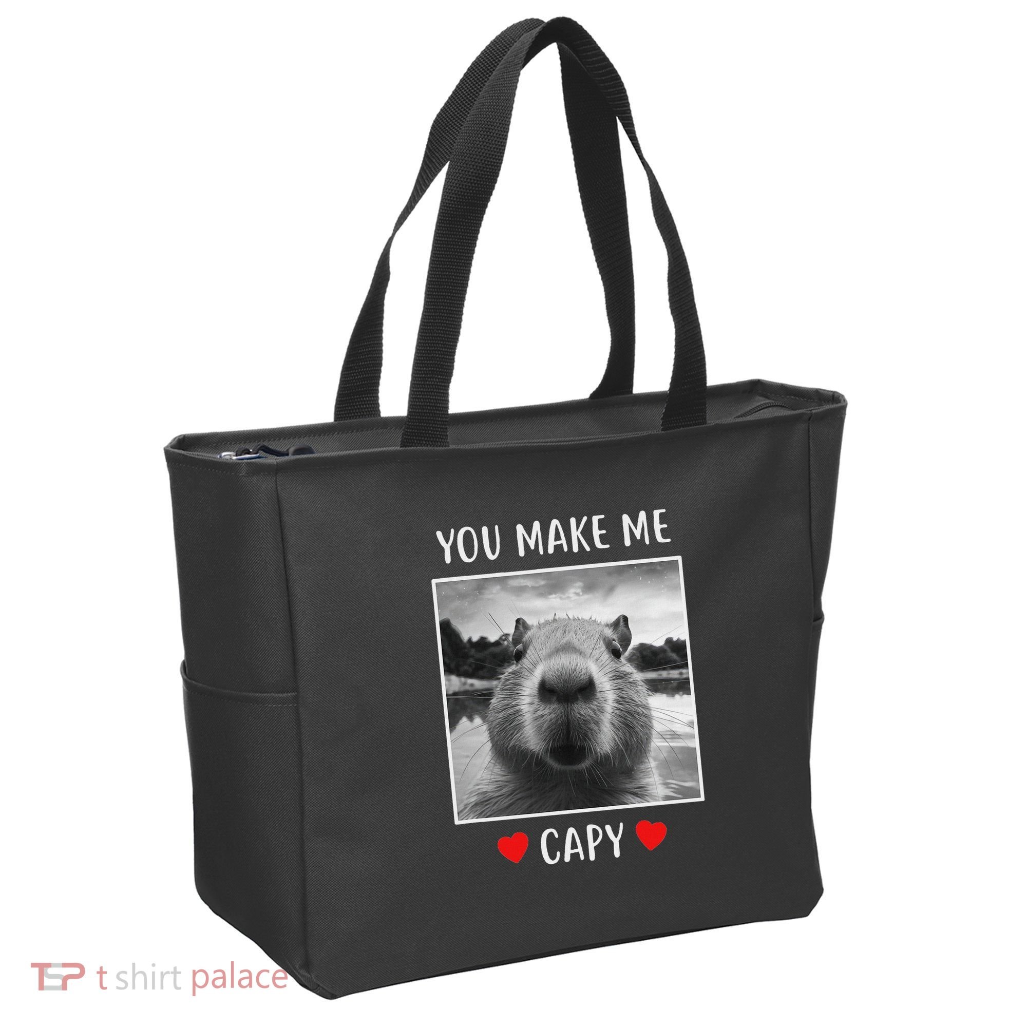 Valentines Day You Make Me Capy Funny Capybara Tote Bag