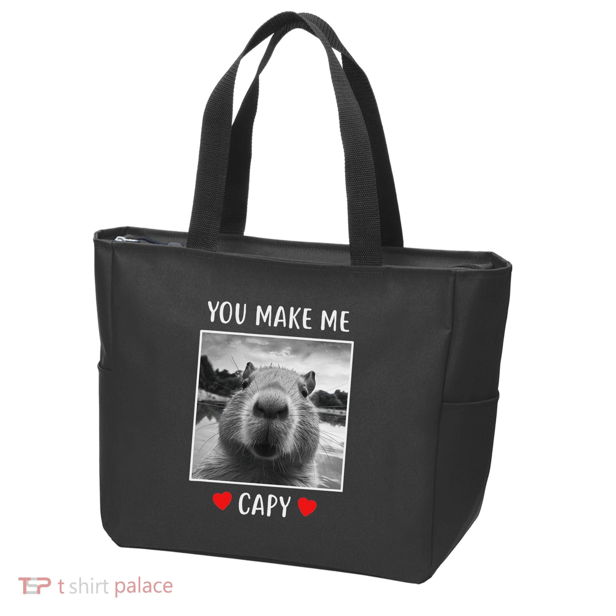 Valentines Day You Make Me Capy Funny Capybara Tote Bag