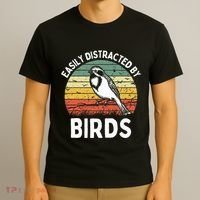 Vintage Easily Distracted By Birds Funny Bird Lovers Retro T-Shirt thumb 3