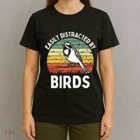 Vintage Easily Distracted By Birds Funny Bird Lovers Retro T-Shirt thumb 4