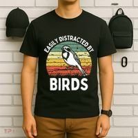 Vintage Easily Distracted By Birds Funny Bird Lovers Retro T-Shirt thumb 6