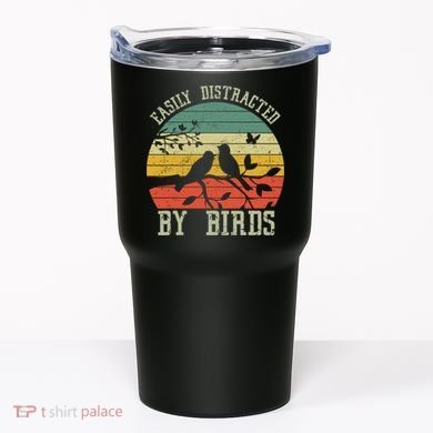 Vintage Easily Distracted By Birds Funny For Bird Watcher Tumbler
