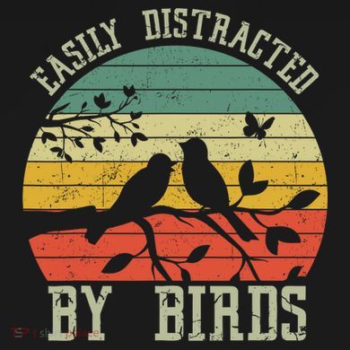 Vintage Easily Distracted By Birds Funny For Bird Watcher Women's T-Shirt