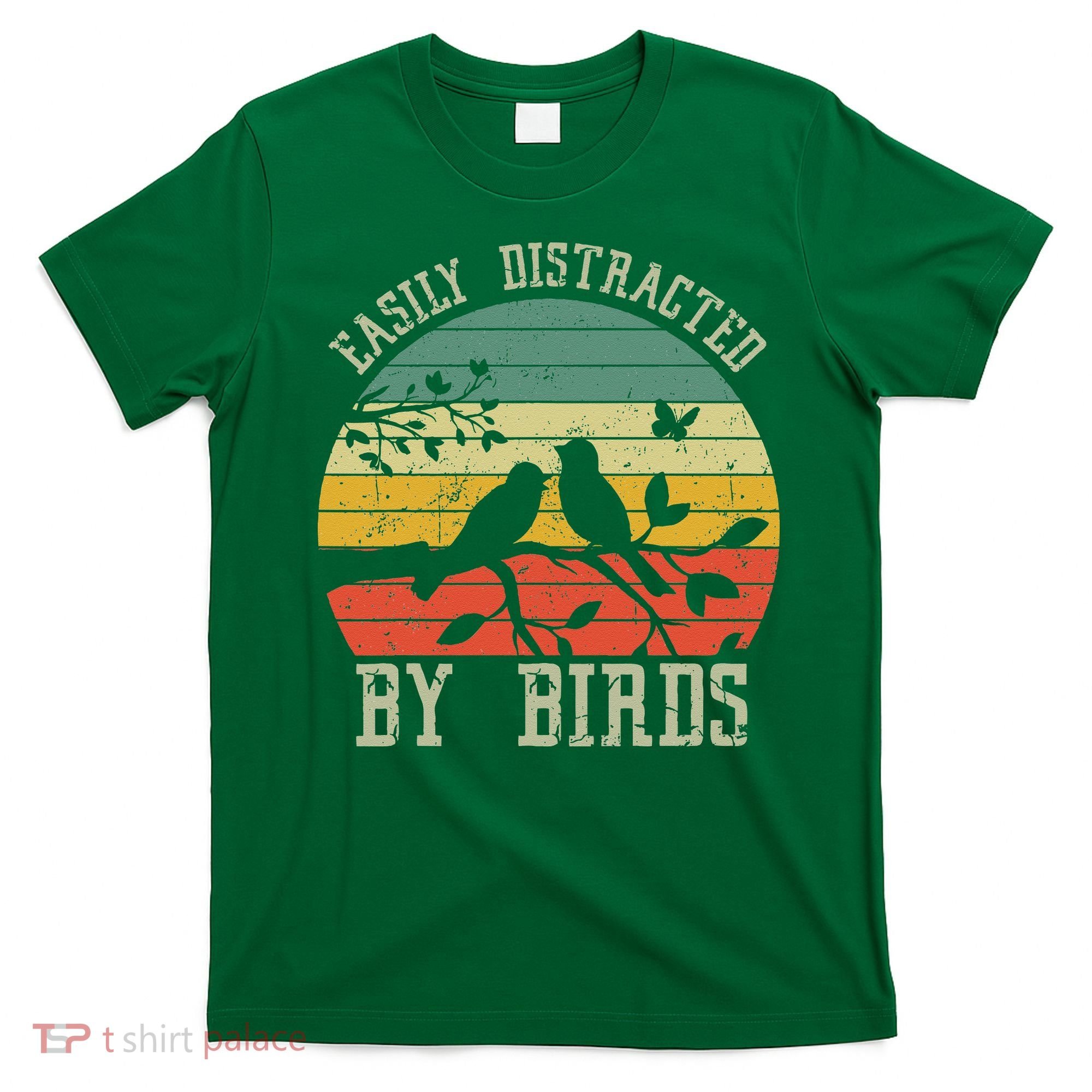 Vintage Easily Distracted By Birds Funny For Bird Watcher T-Shirt