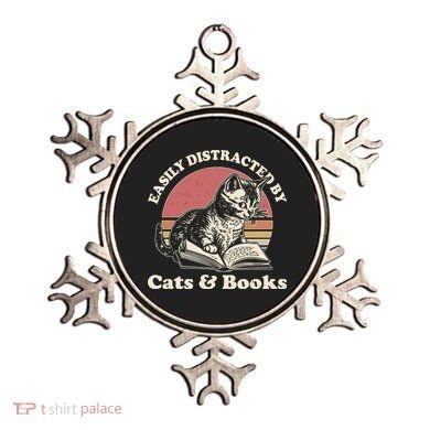 Vintage Easily Distracted By Cats And Books Ornament