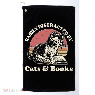 Vintage Easily Distracted By Cats And Books Golf Towel