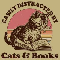 Vintage Easily Distracted By Cats And Books T-Shirt thumb 7