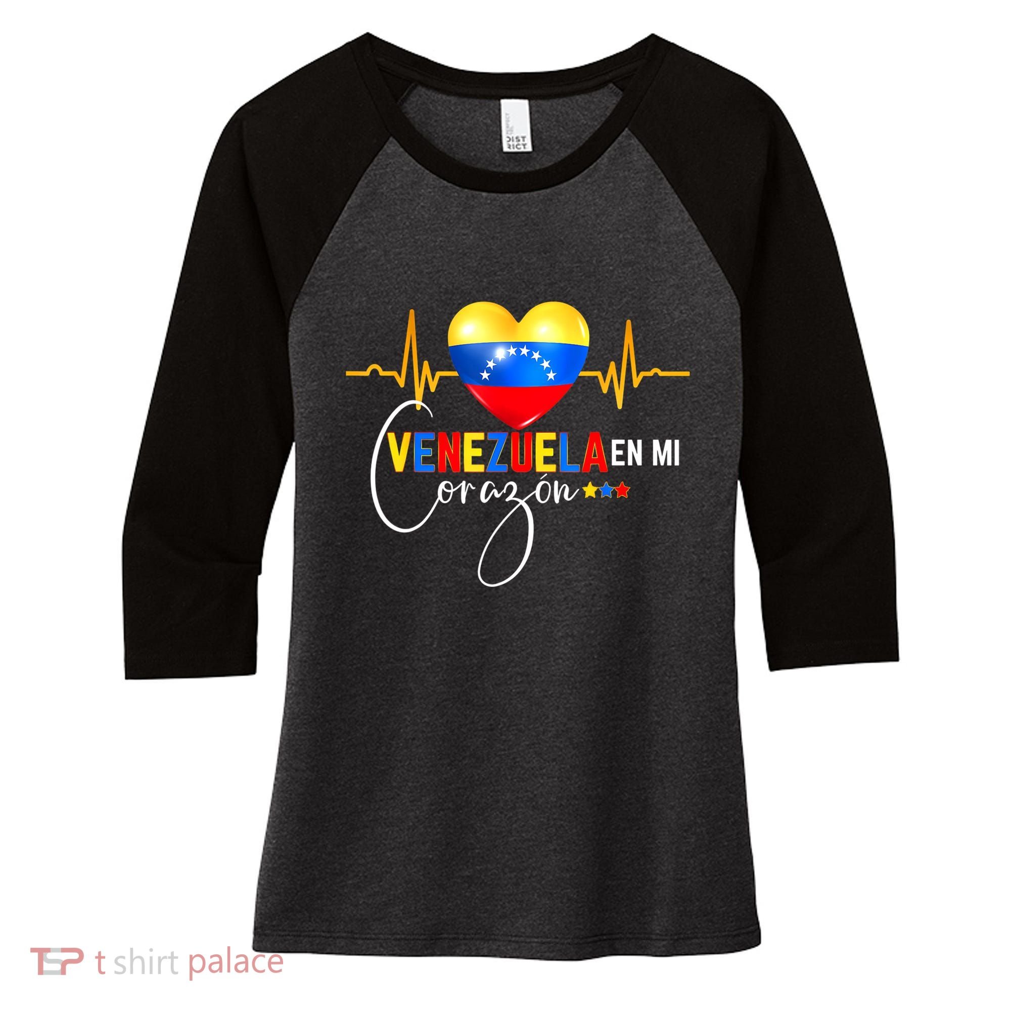 Venezuela En El Corazon Venezuelan Venezuela Flag Latin Women's Tri-Blend 3/4-Sleeve Raglan Shirt