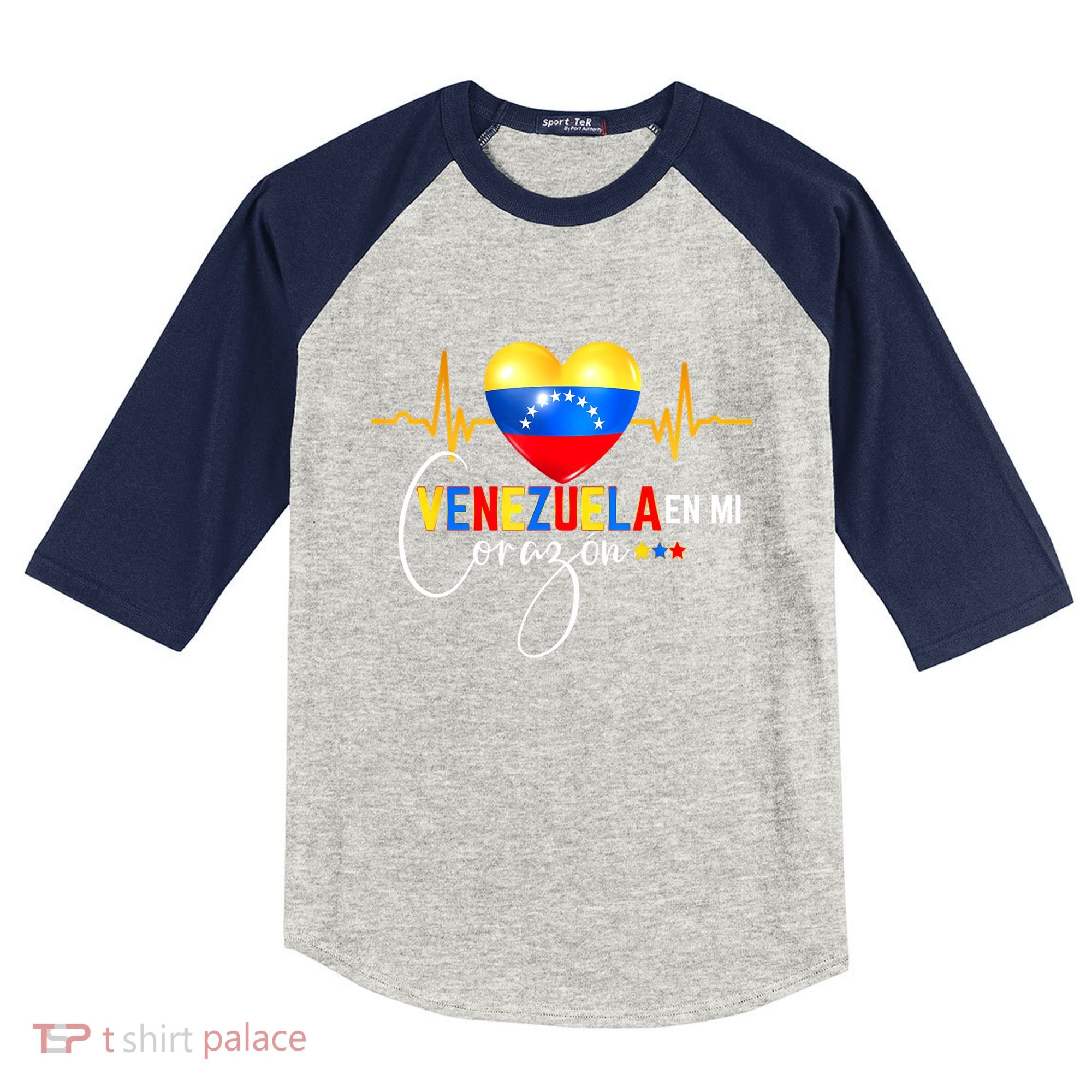 Venezuela En El Corazon Venezuelan Venezuela Flag Latin Kids Colorblock Raglan Jersey