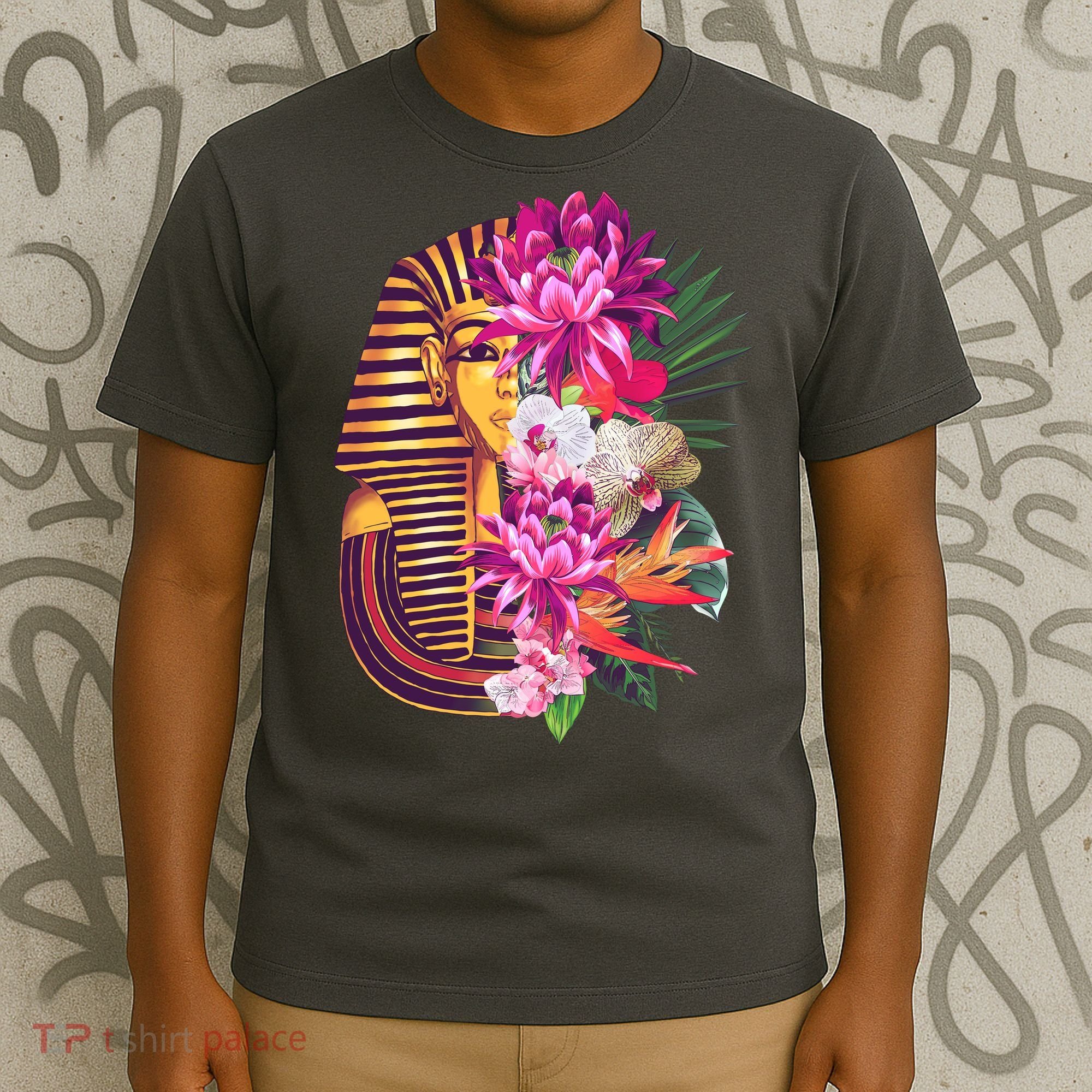 Vintage Exotic Flowers Floral Pharaoh Mask T-Shirt