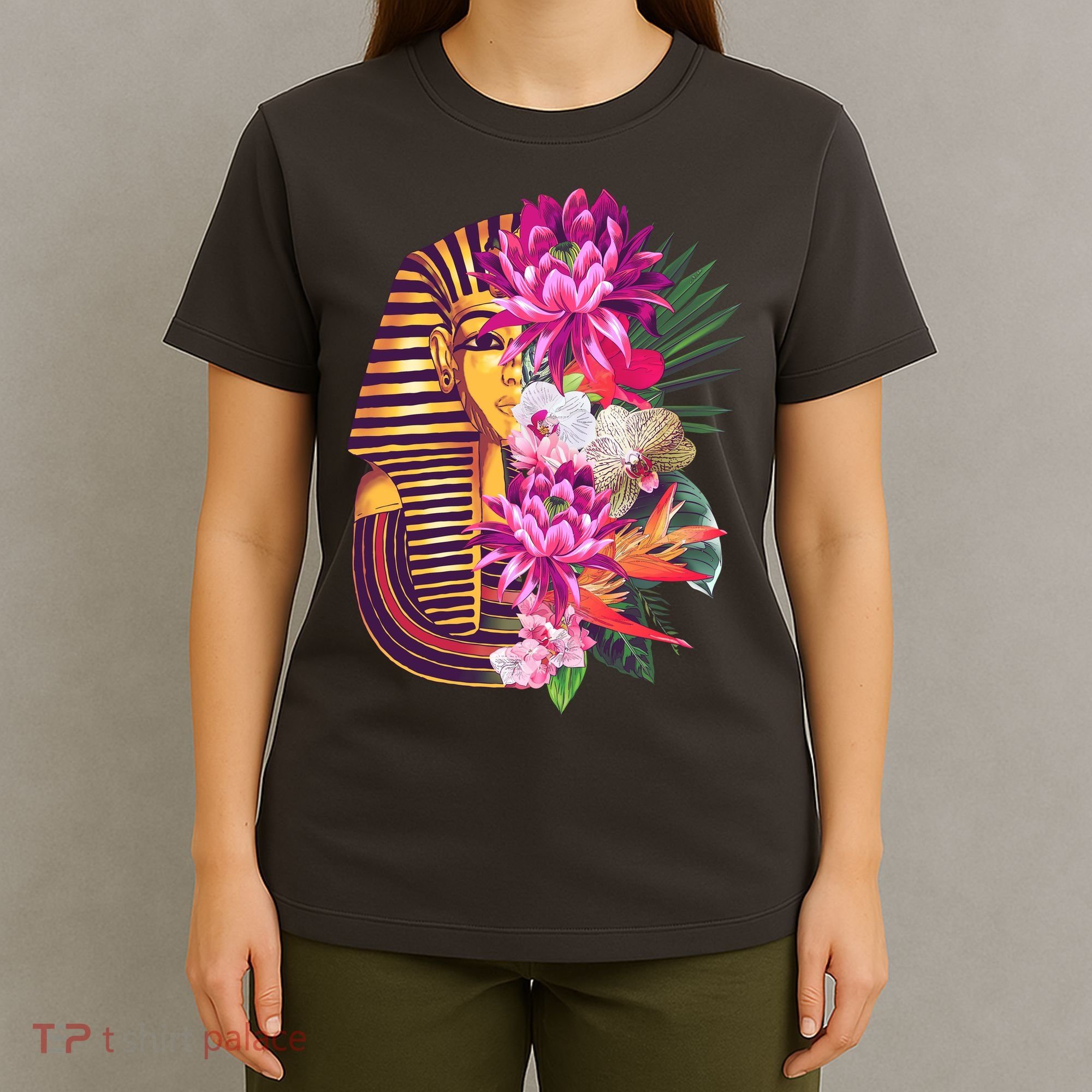 Vintage Exotic Flowers Floral Pharaoh Mask T-Shirt