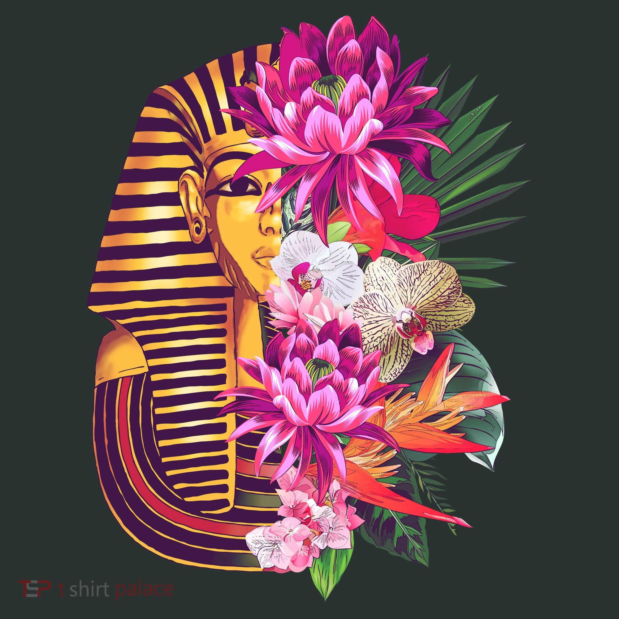 Vintage Exotic Flowers Floral Pharaoh Mask T-Shirt