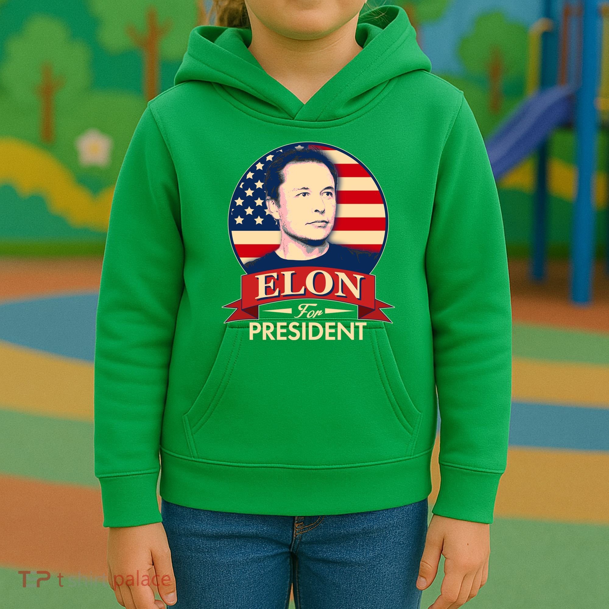 Vote Elon For President Emblem Kids Hoodie