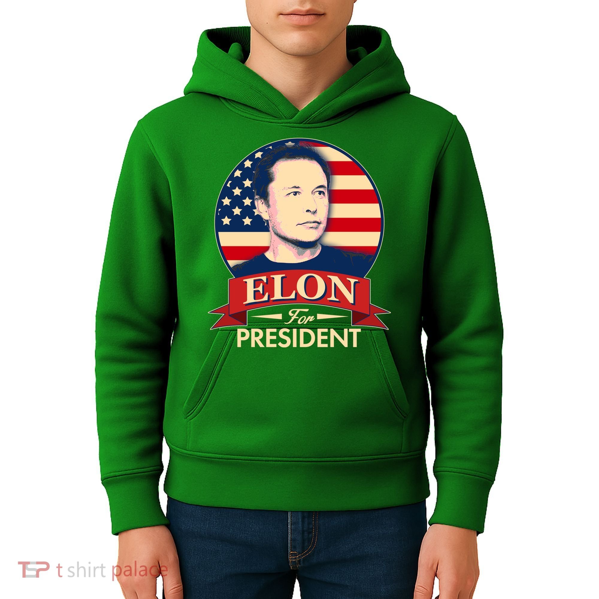 Vote Elon For President Emblem Kids Hoodie