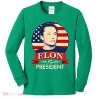 Vote Elon For President Emblem Kids Long Sleeve Shirt thumb 0