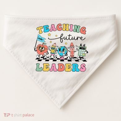 Vintage Educating Future Leaders Cool Teacher USA-Made Doggie Bandana