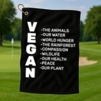 Vegan Because Of Life Golf Towel thumb 1