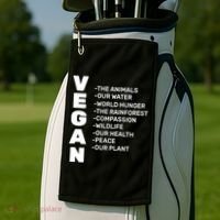 Vegan Because Of Life Golf Towel thumb 2