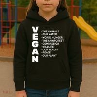 Vegan Because Of Life Kids Hoodie thumb 3