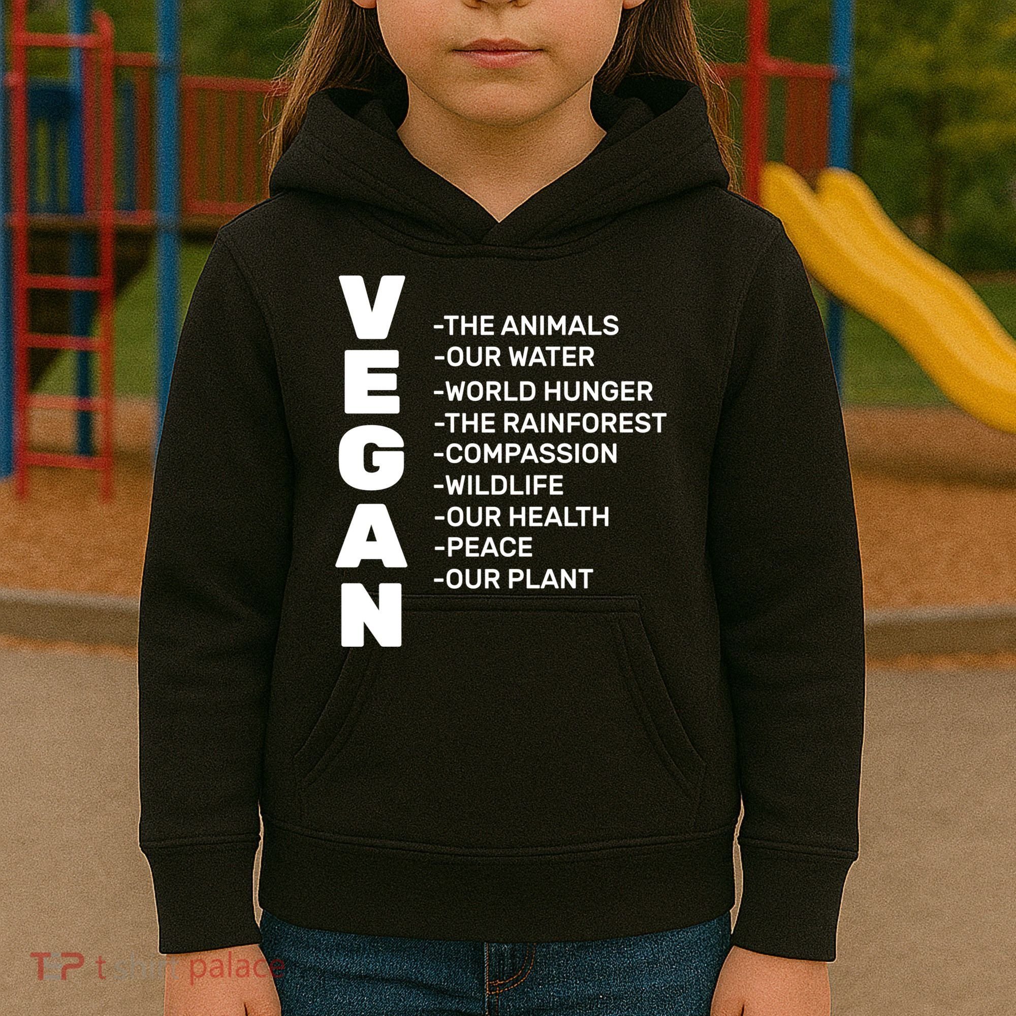 Vegan Because Of Life Kids Hoodie