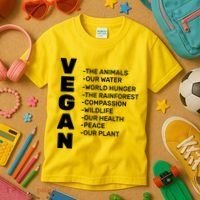 Vegan Because Of Life Kids T-Shirt thumb 3