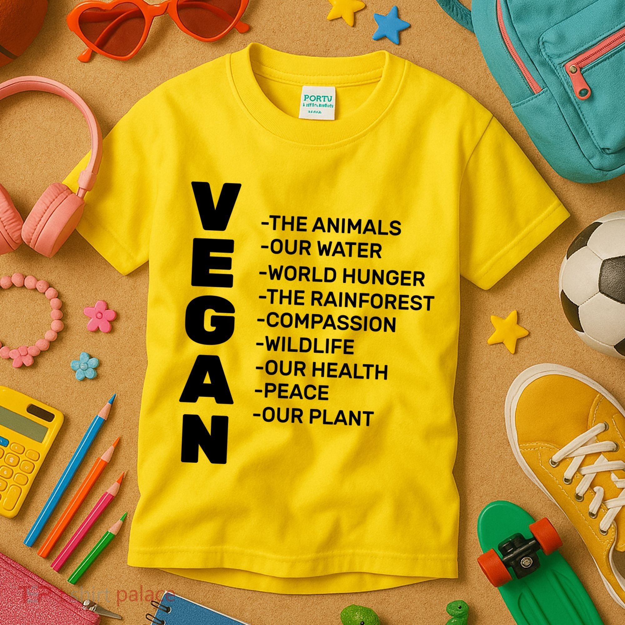 Vegan Because Of Life Kids T-Shirt