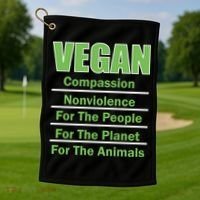 Vegan Message Golf Towel thumb 1