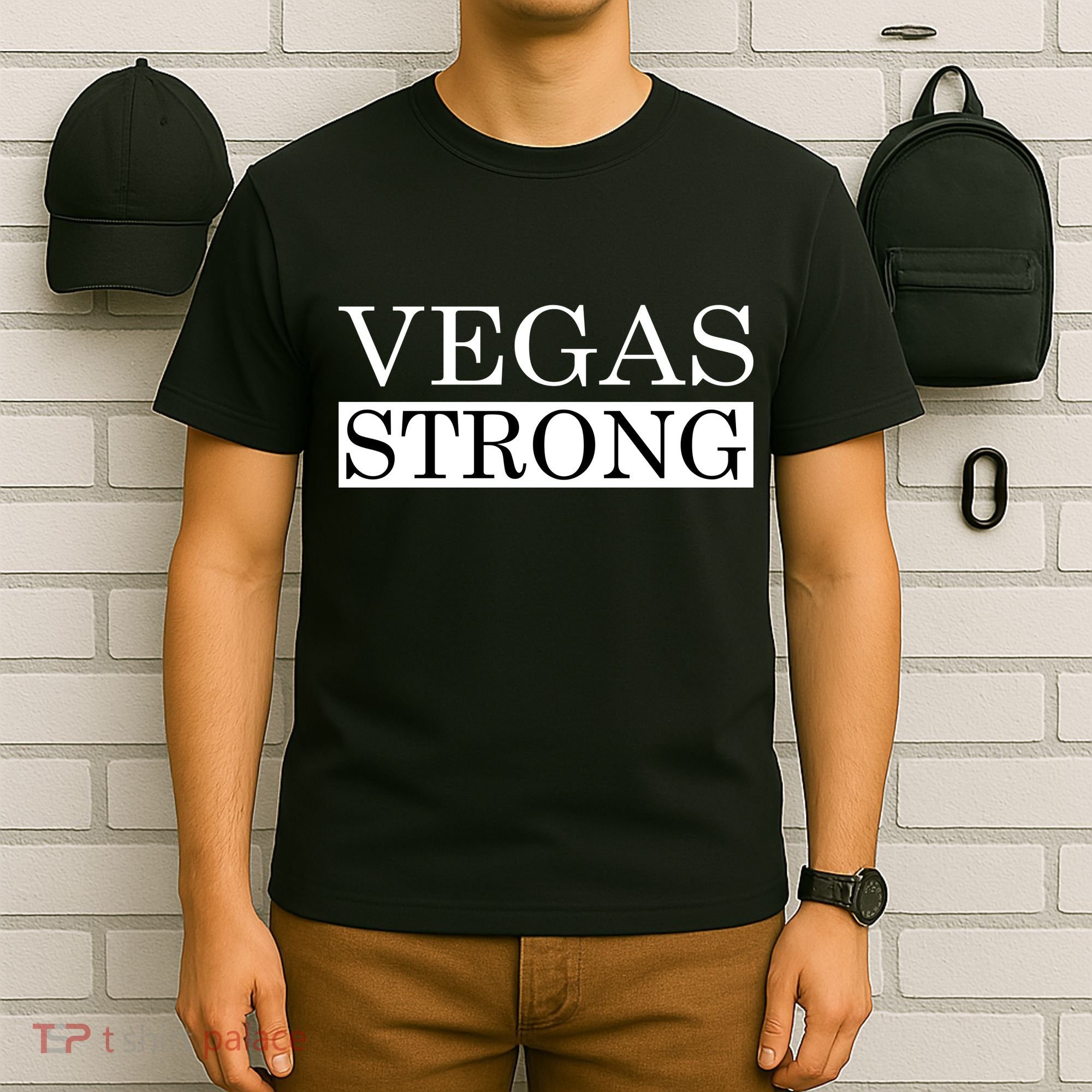 Vegas Strong Classy News Text T-Shirt