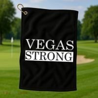 Vegas Strong Classy News Text Golf Towel thumb 1