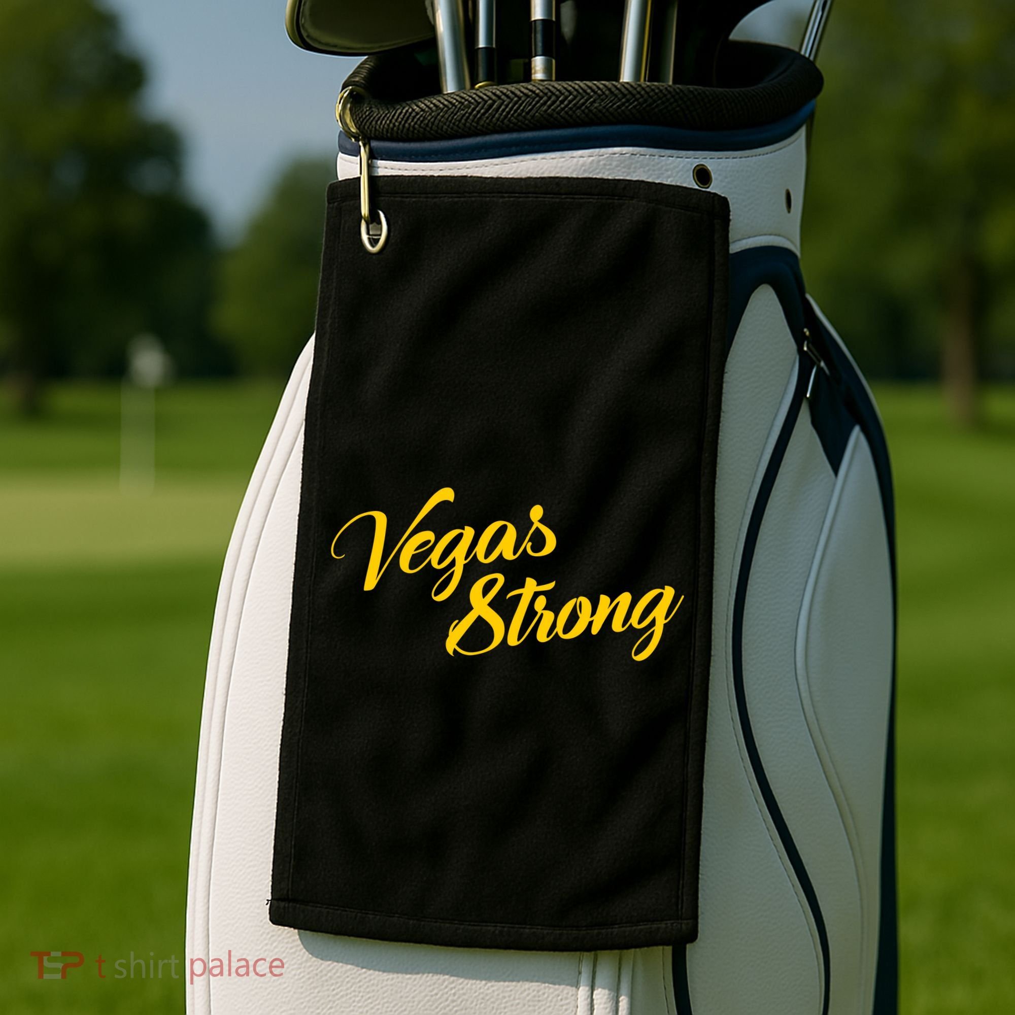 Vegas Strong Gold Script Golf Towel
