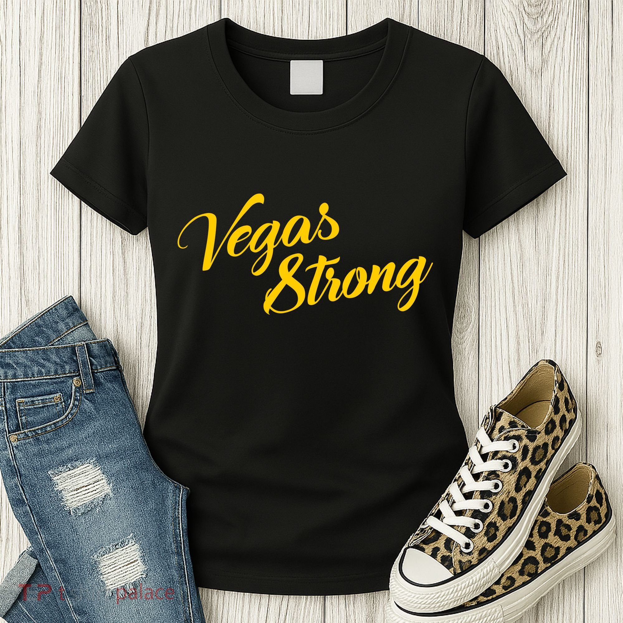 Vegas Strong Gold Script Women's T-Shirt