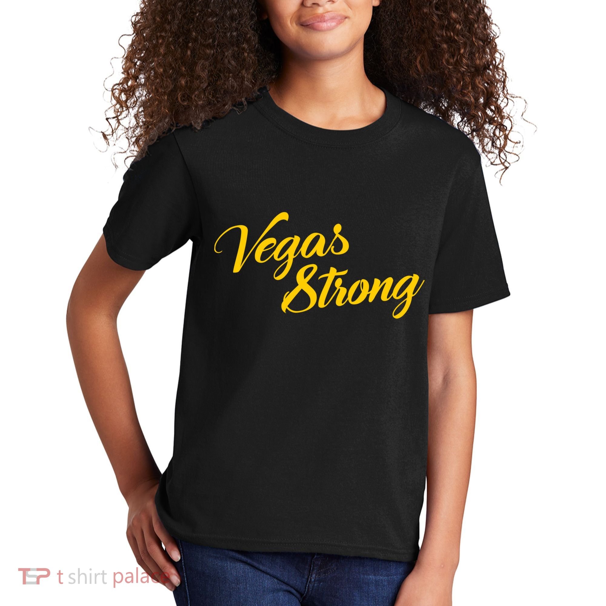 Vegas Strong Gold Script Kids T-Shirt