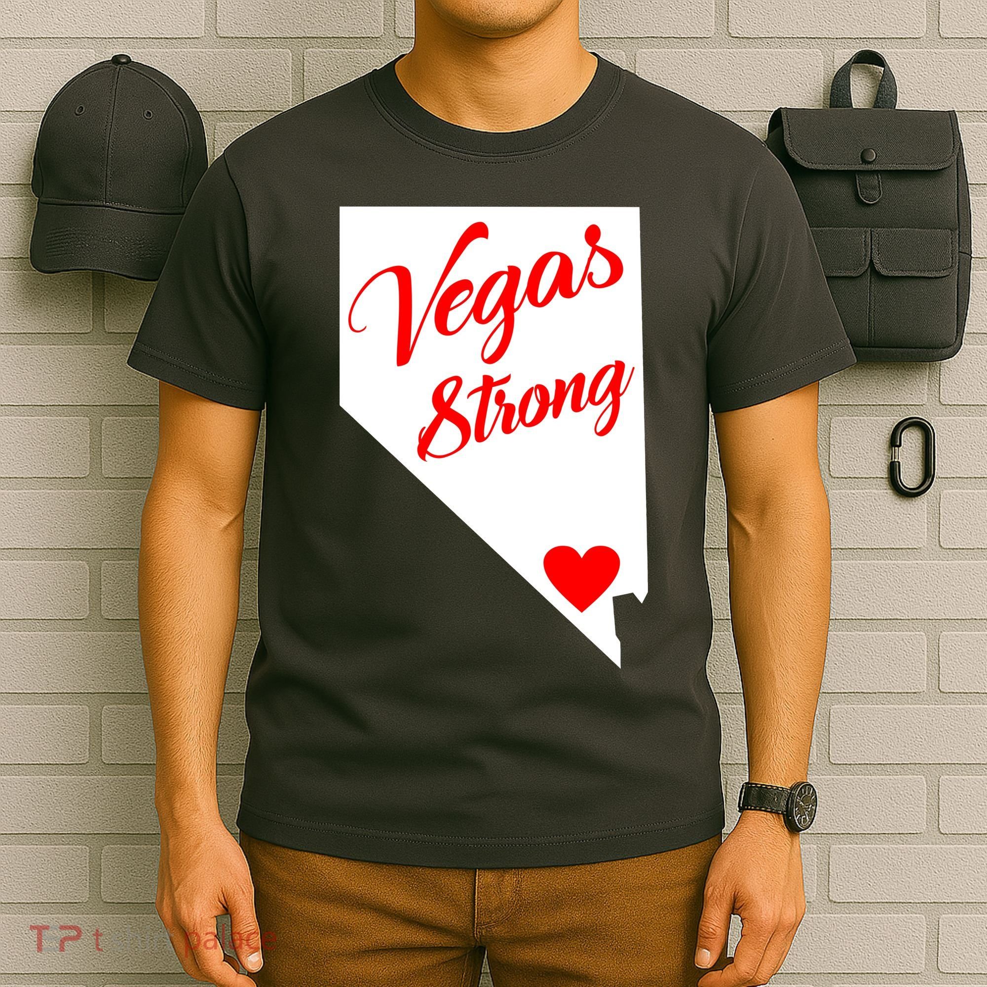Vegas Strong Nevada Heart Script T-Shirt