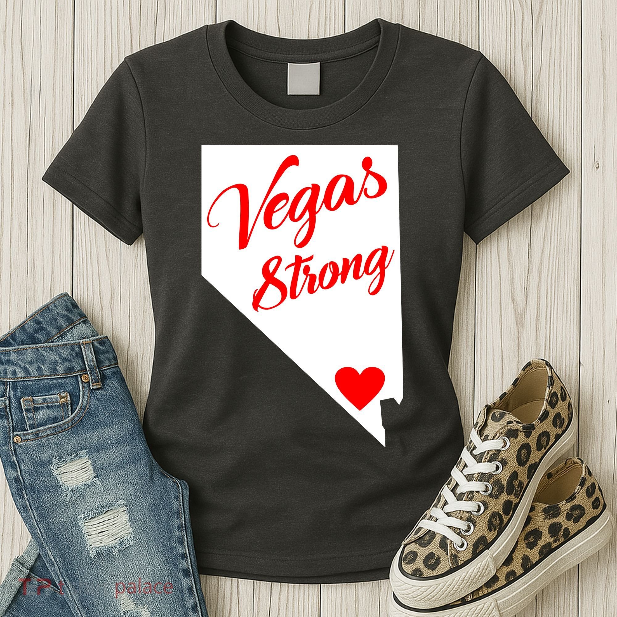 Vegas Strong Nevada Heart Script Women's T-Shirt
