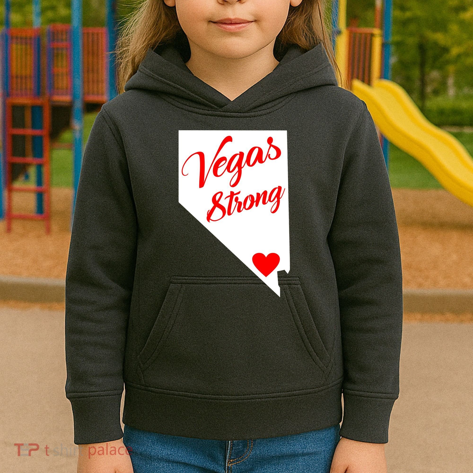 Vegas Strong Nevada Heart Script Kids Hoodie