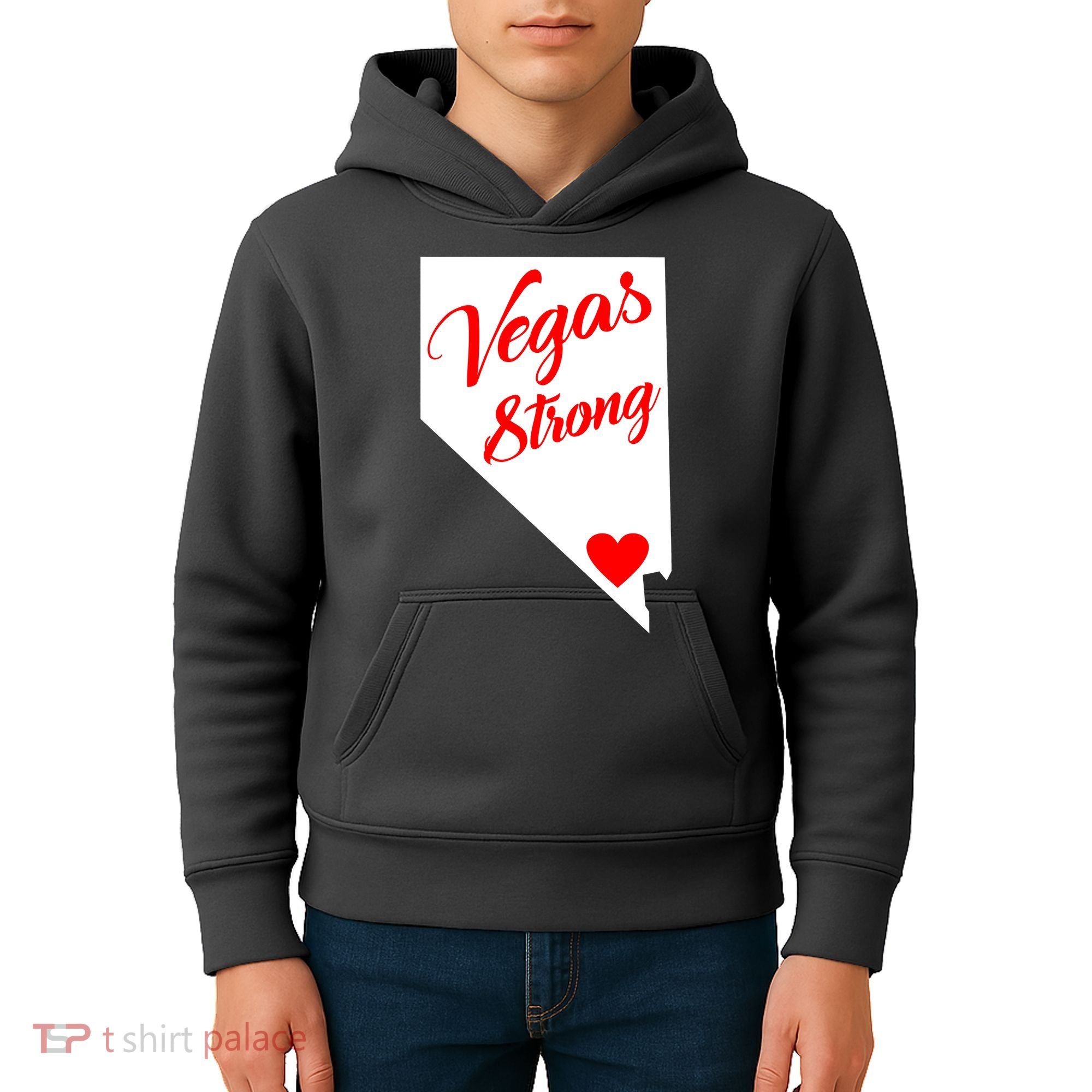 Vegas Strong Nevada Heart Script Kids Hoodie
