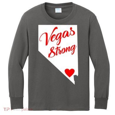 Vegas Strong Nevada Heart Script Kids Long Sleeve Shirt