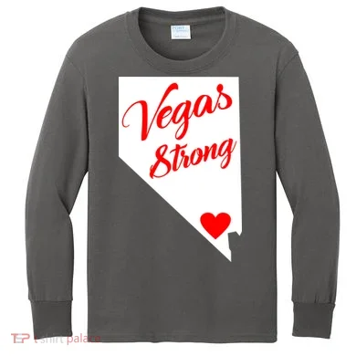 Vegas Strong Nevada Heart Script Kids Long Sleeve Shirt