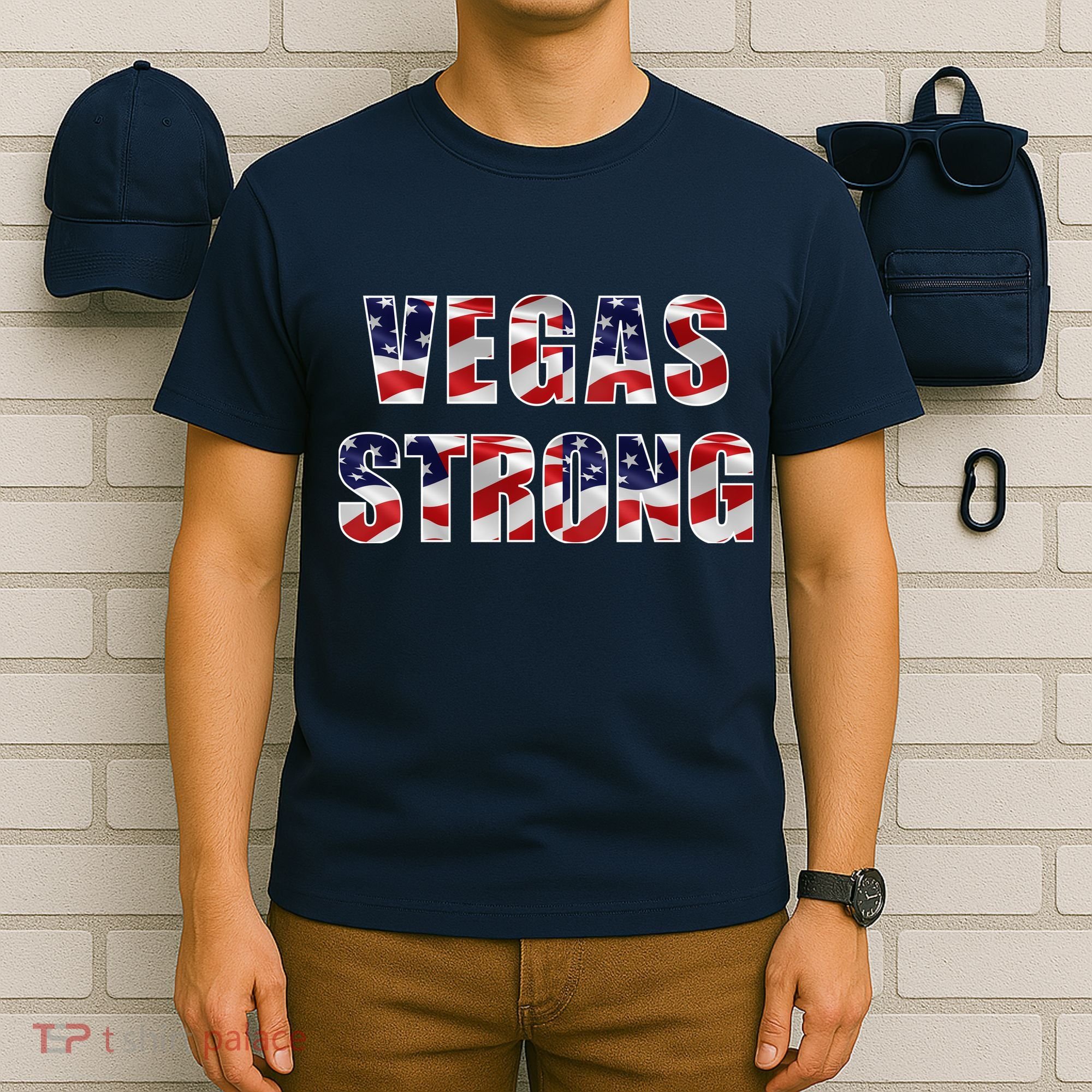 Vegas Strong USA Flag T-Shirt