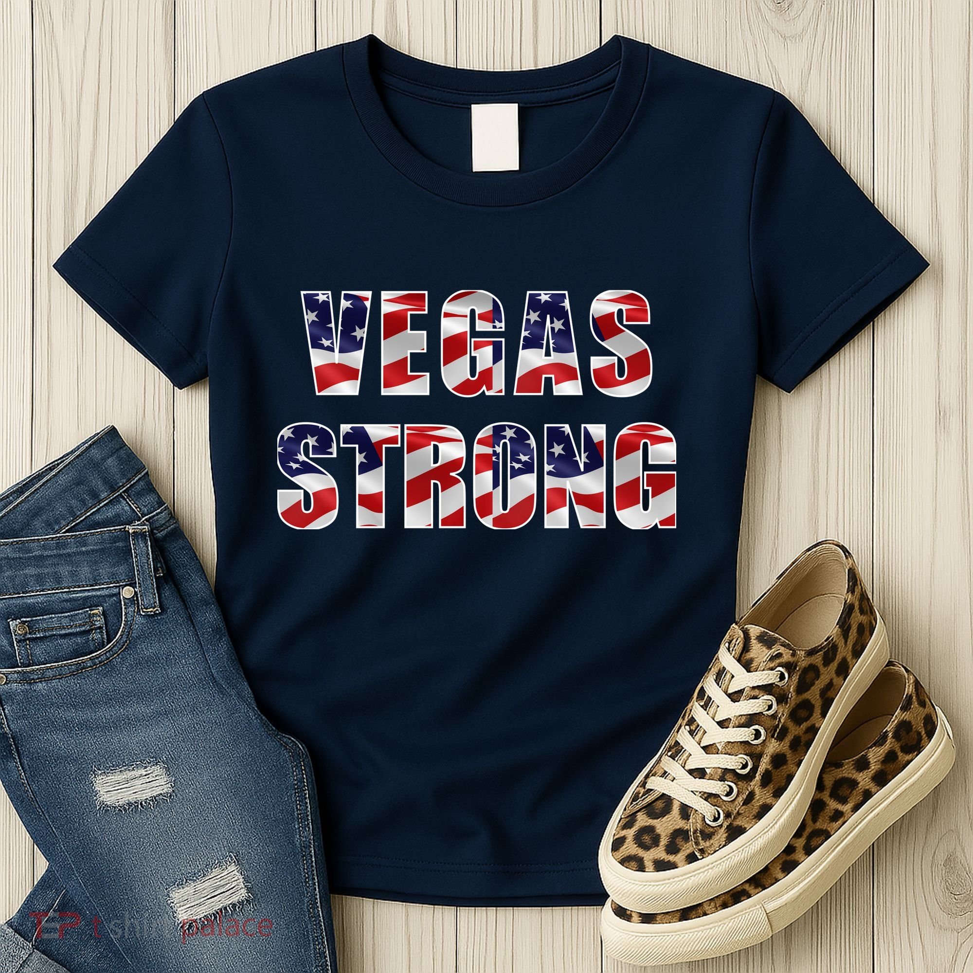 Vegas Strong USA Flag Women's T-Shirt