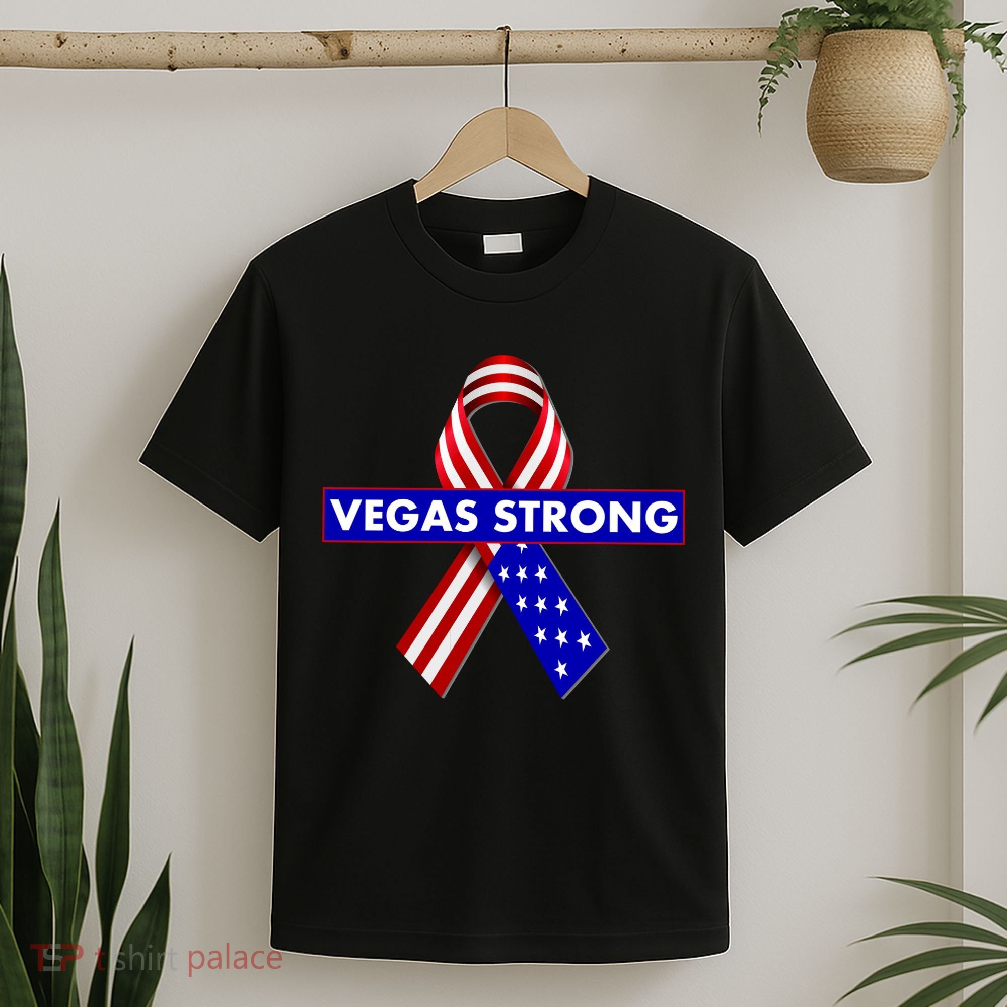 Vegas Strong USA Flag Ribbon T-Shirt