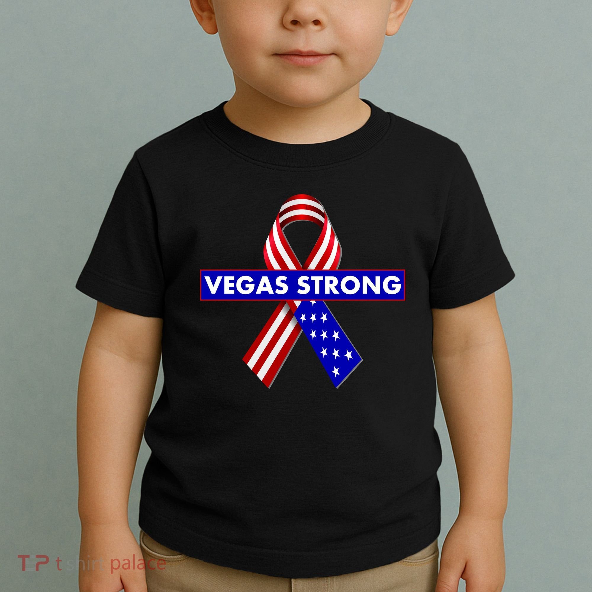 Vegas Strong USA Flag Ribbon Toddler T-Shirt